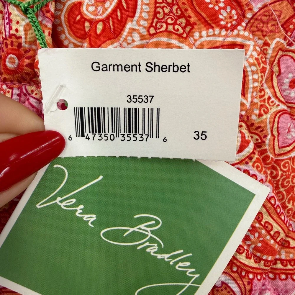 Vera Bradley Garment Bag Sherbet Pink Orange Paisley Quilted Travel Bag NEW
